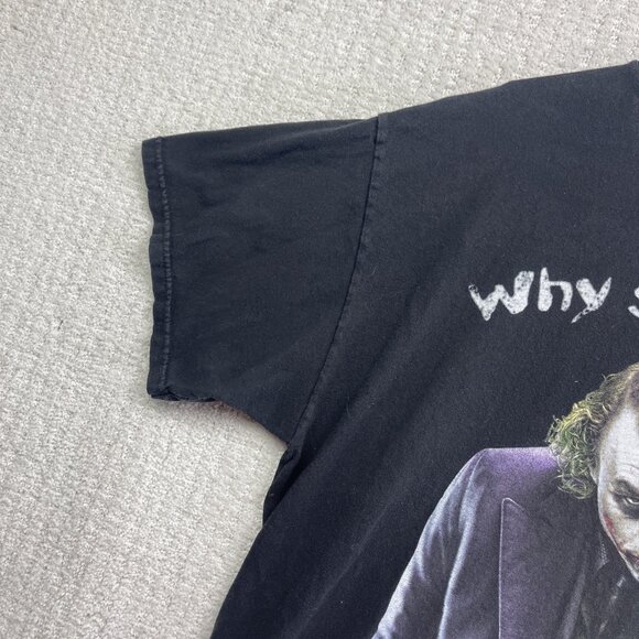 Y2K The Dark Knight Joker Heath Ledger Why So Serious Batman Black Shirt Men XL - Picture 3 of 15